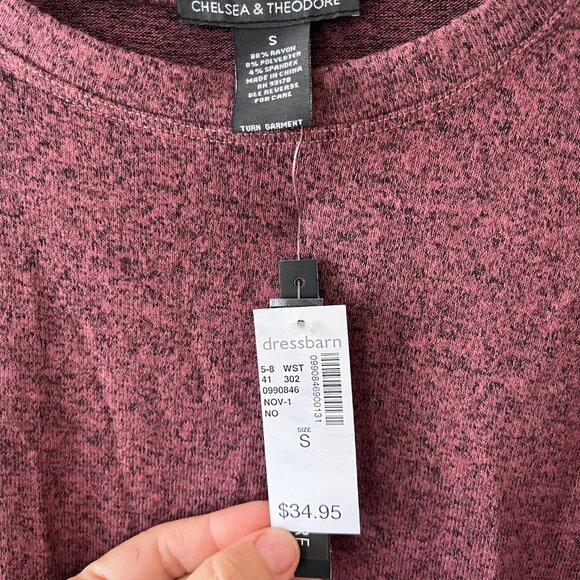 Dressbarn Sz S Front Side Knot Knit Blouse Pullover Shirt Top Stretch - Picture 2 of 5